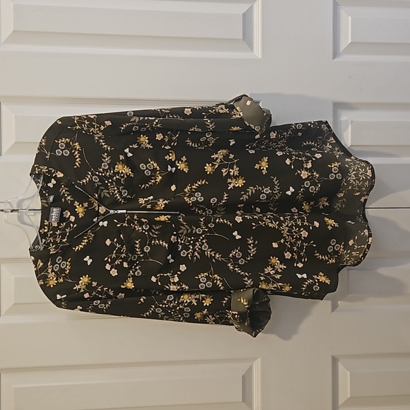 Olive Blouse with Zipper - Picture 1 of 4